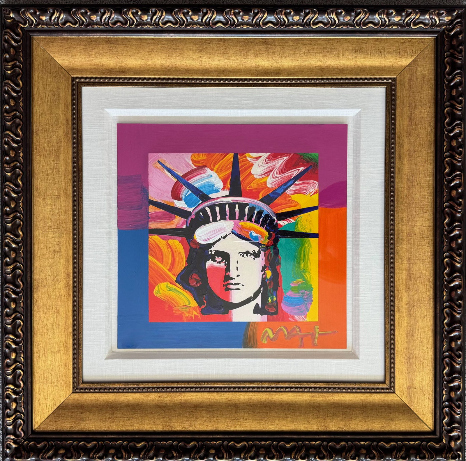 Peter Max LIBERTY HEAD 2015 Hand Signed Painted Serigraph with COA & Appraisal? (1 of 2)