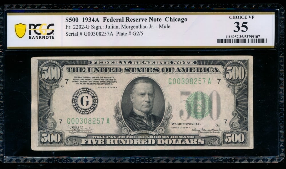 1934A $500 Chicago FRN PCGS 35