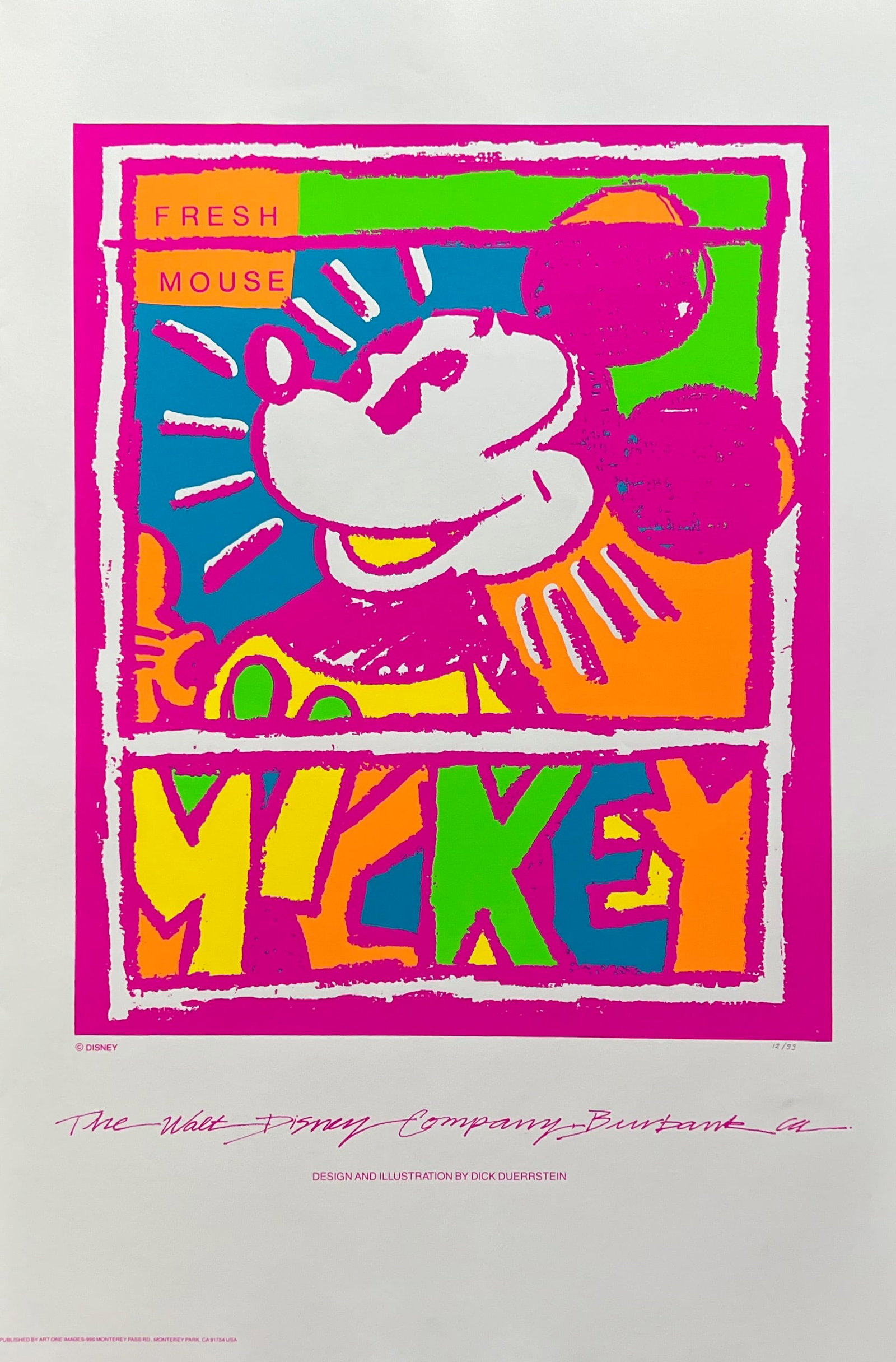 Walt Disney MICKEY MOUSE Limited Edition Serigraph Art Fresh Mouse