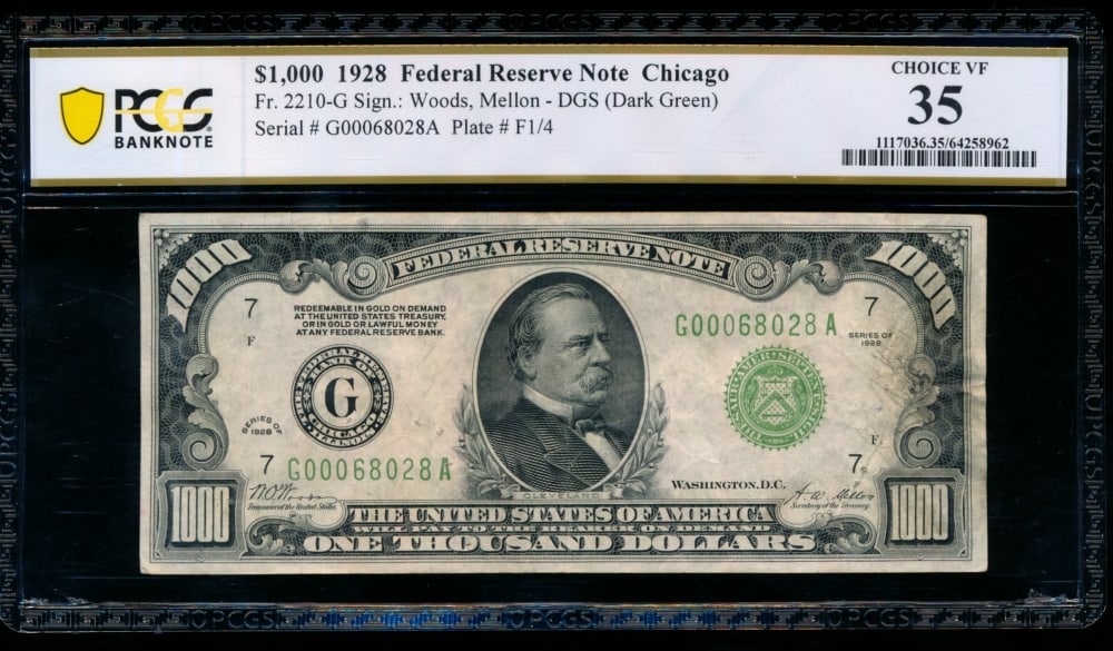 1928 $1000 Chicago FRN PCGS 35