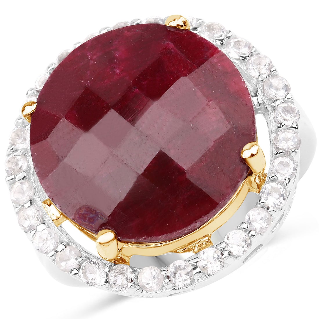 Sterling Silver 13.10ct Dyed Ruby and White Topaz Ring