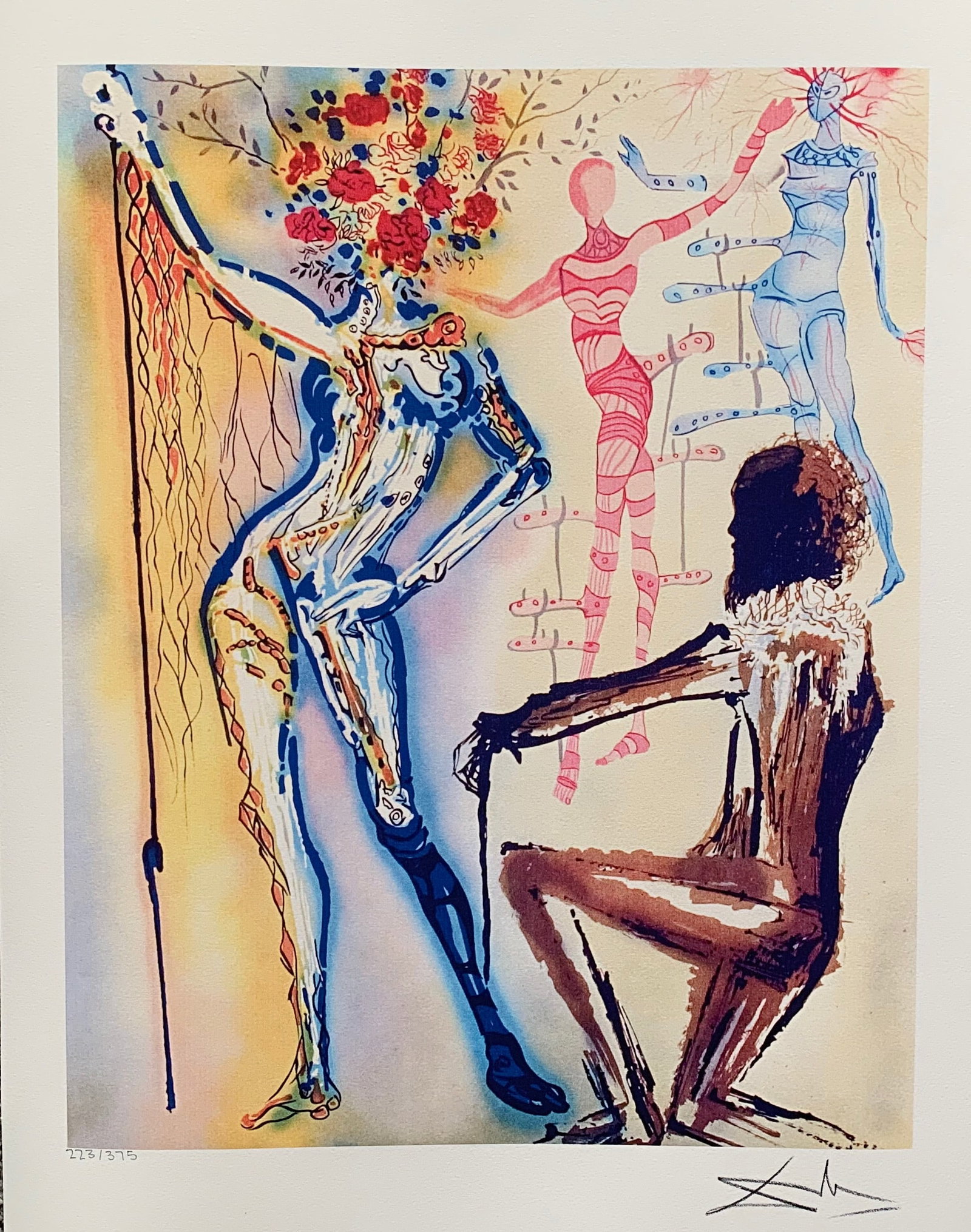 Salvador Dali BALLET OF FLOWERS Facsimile Signed Limited Edition Giclee: This is a limited edition giclee titled BALLET OF FLOWERS by Salvador Dali. This piece is facsimile signed on the lower right. Pencil numbered from an edition of 375. Paper measures 17 inches x 24 inc