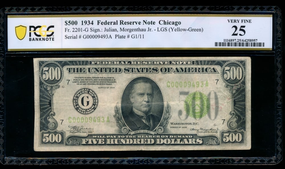 1934 $500 Chicago FRN PCGS 25