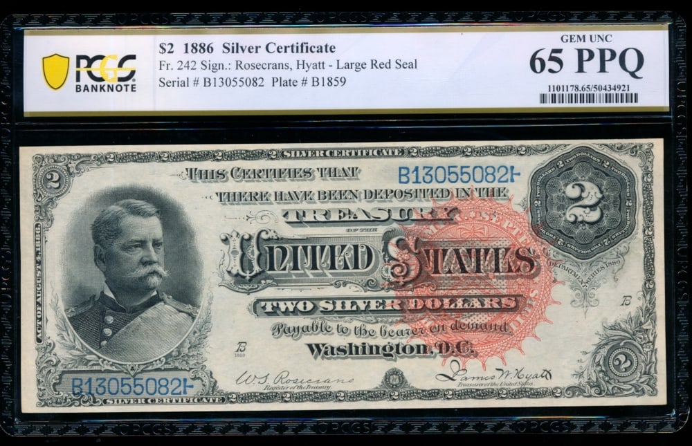 1886 $2 Silver Certificate PCGS 65PPQ