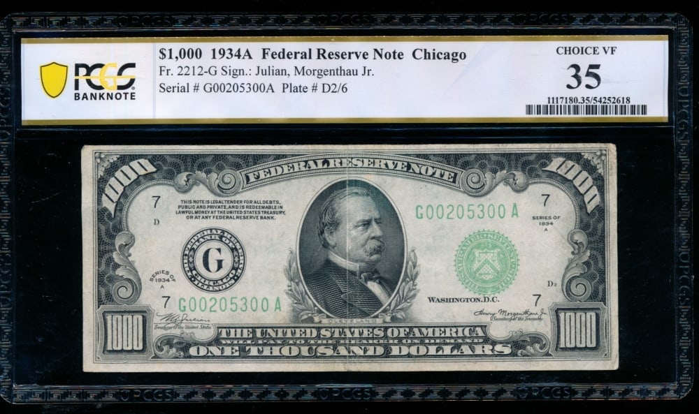 1934A $1000 Chicago FRN PCGS 35