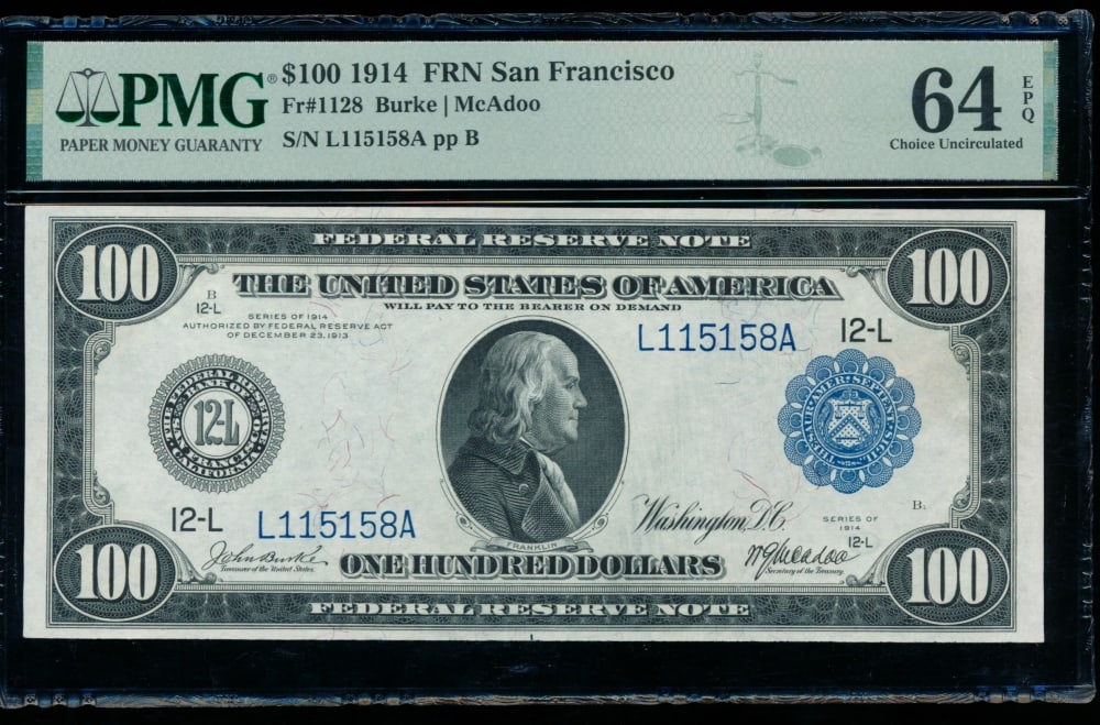 1914 $100 San Francisco FRN PMG 64EPQ