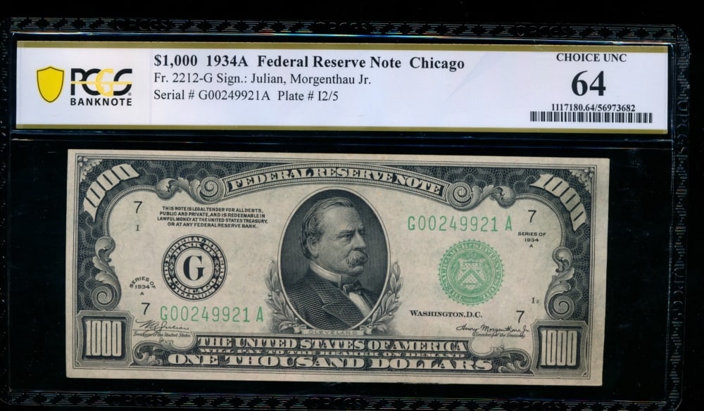 1934A $1000 Chicago FRN PCGS 64