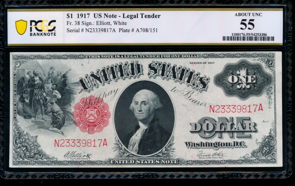 1917 $1 Legal Tender Note PCGS 55 (1 of 2)