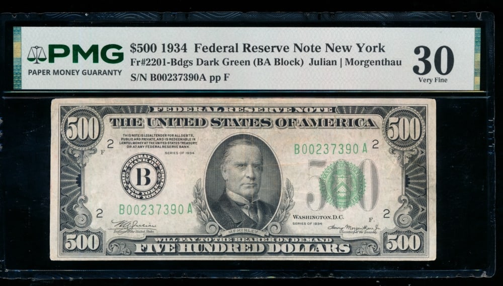 1934 $500 New York FRN PMG 30