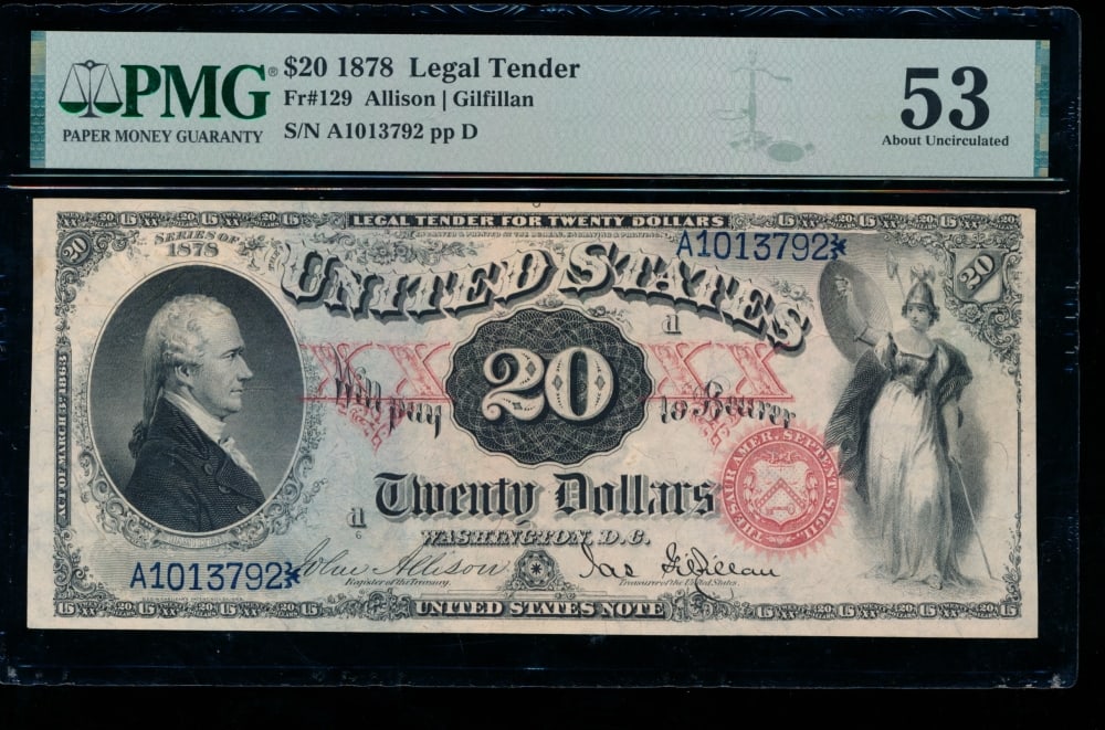 1878 $20 Legal Tender Note PMG 53