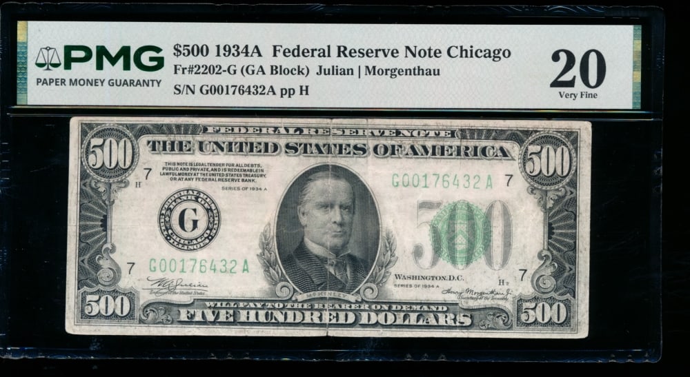 1934A $500 Chicago FRN PMG 20