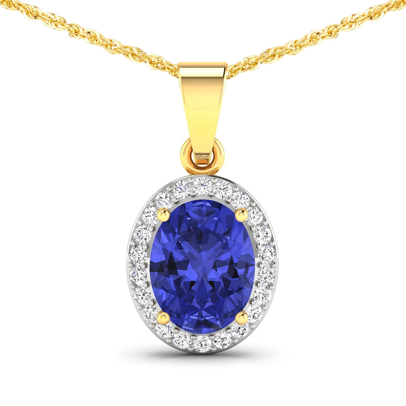 14KT Yellow Gold 1.6ctw Tanzanite and Diamond Pendant