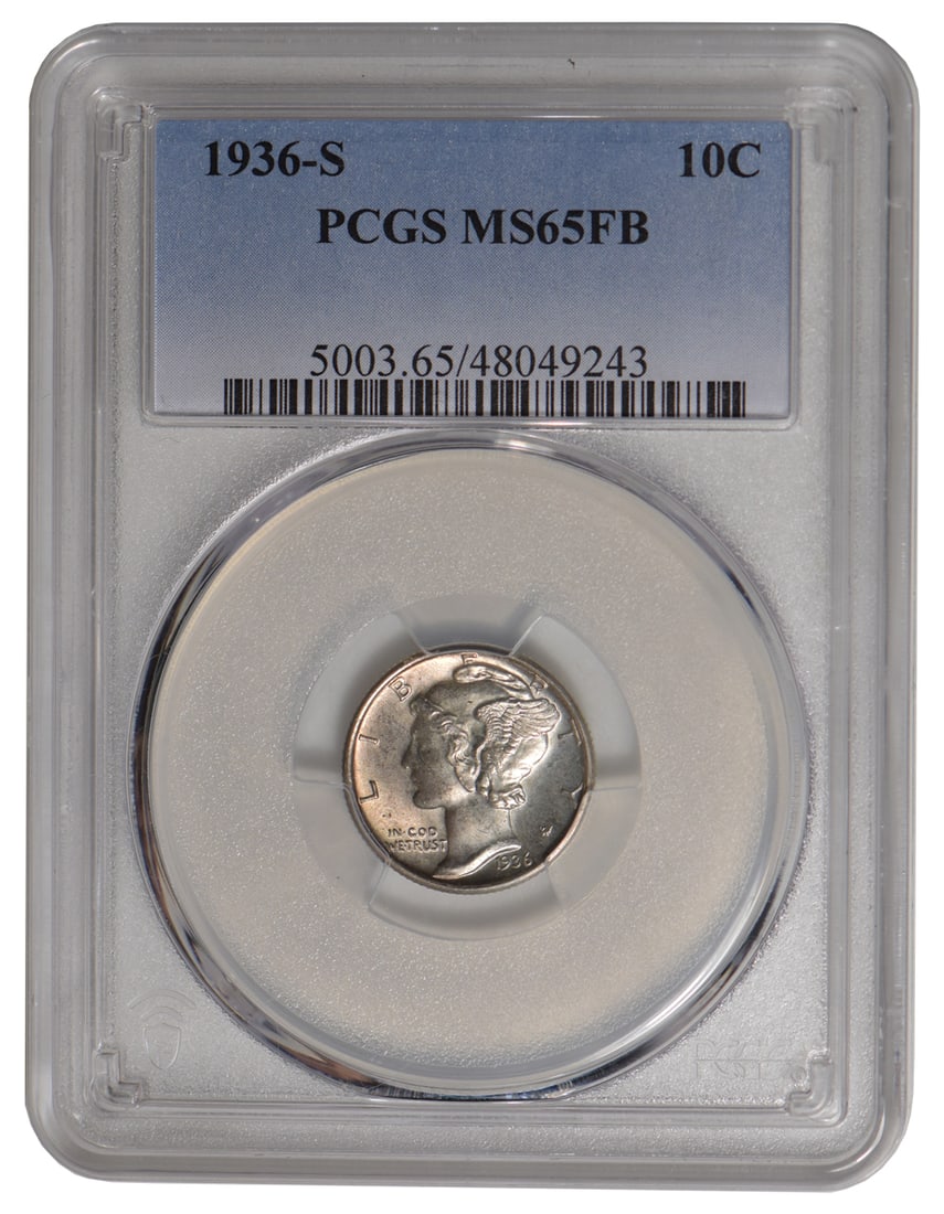 1936-S Mercury Dime PCGS MS65FB