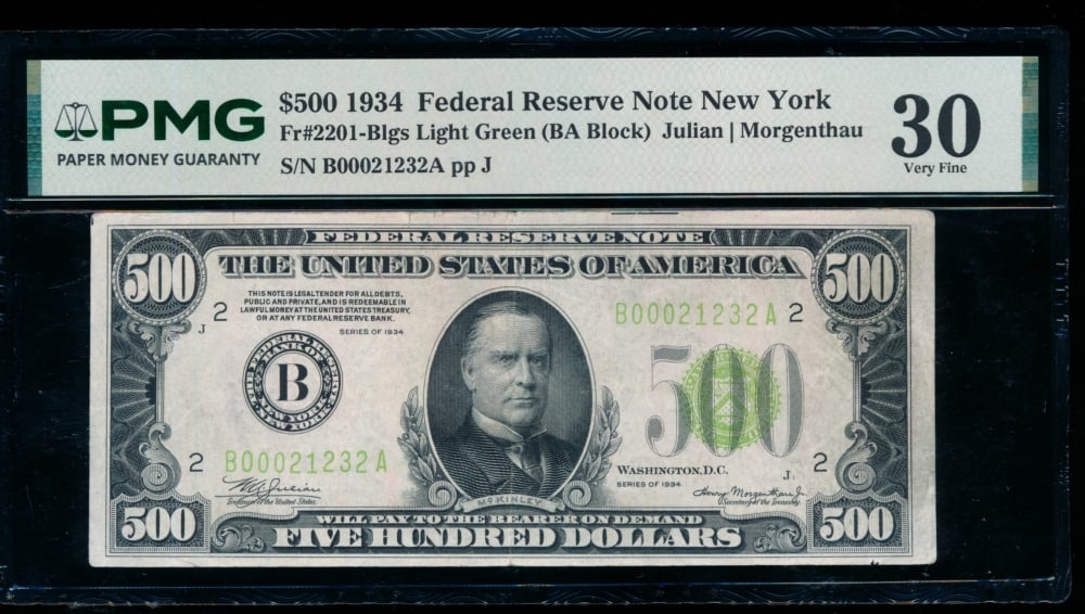 1934 $500 New York FRN PMG 30
