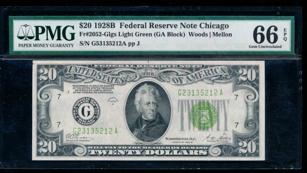 1928B $20 Chicago FRN PMG 66EPQ