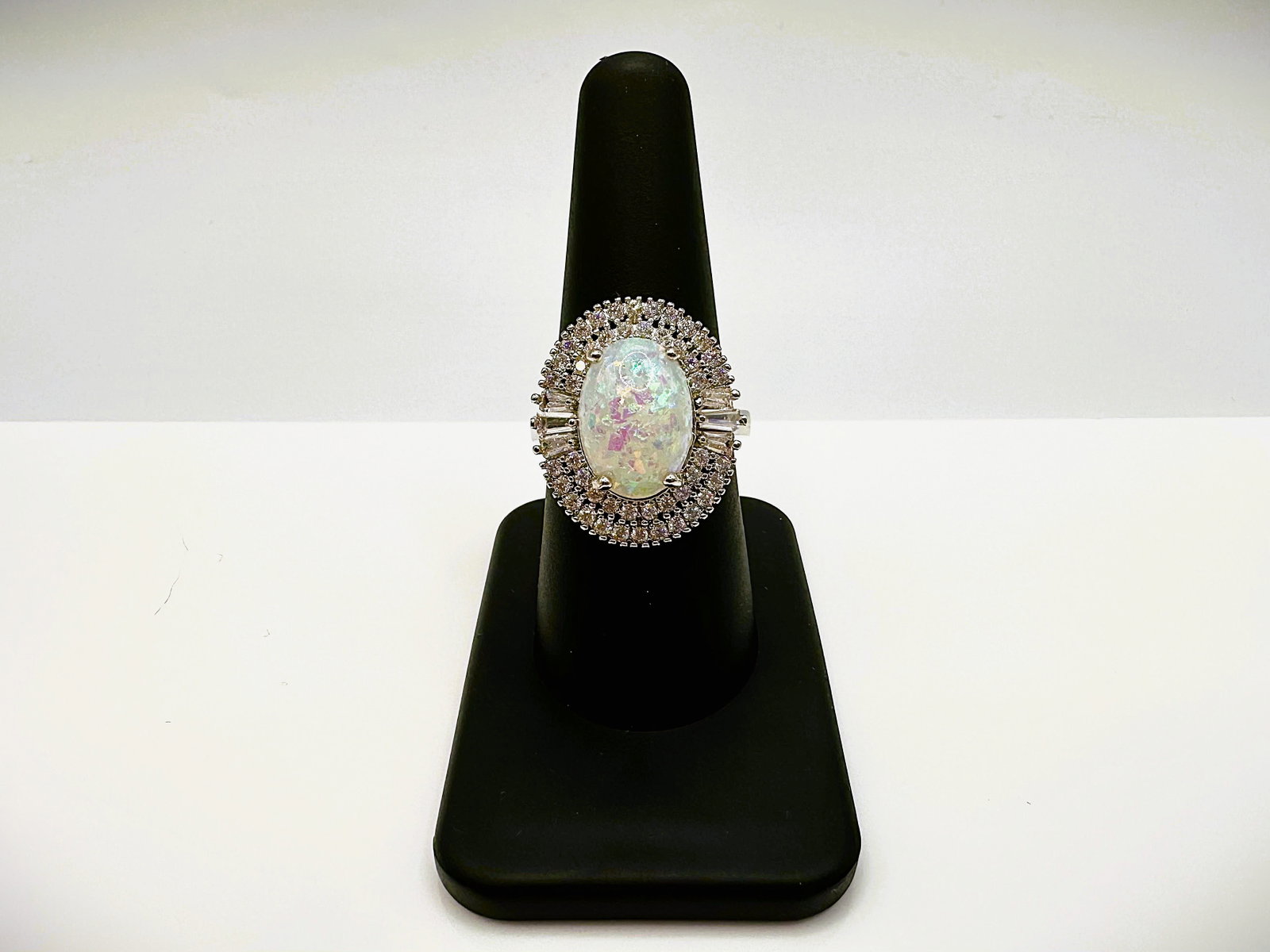 Amazing 6.5 Ct Simulated Color Play Rainbow Opal Ring