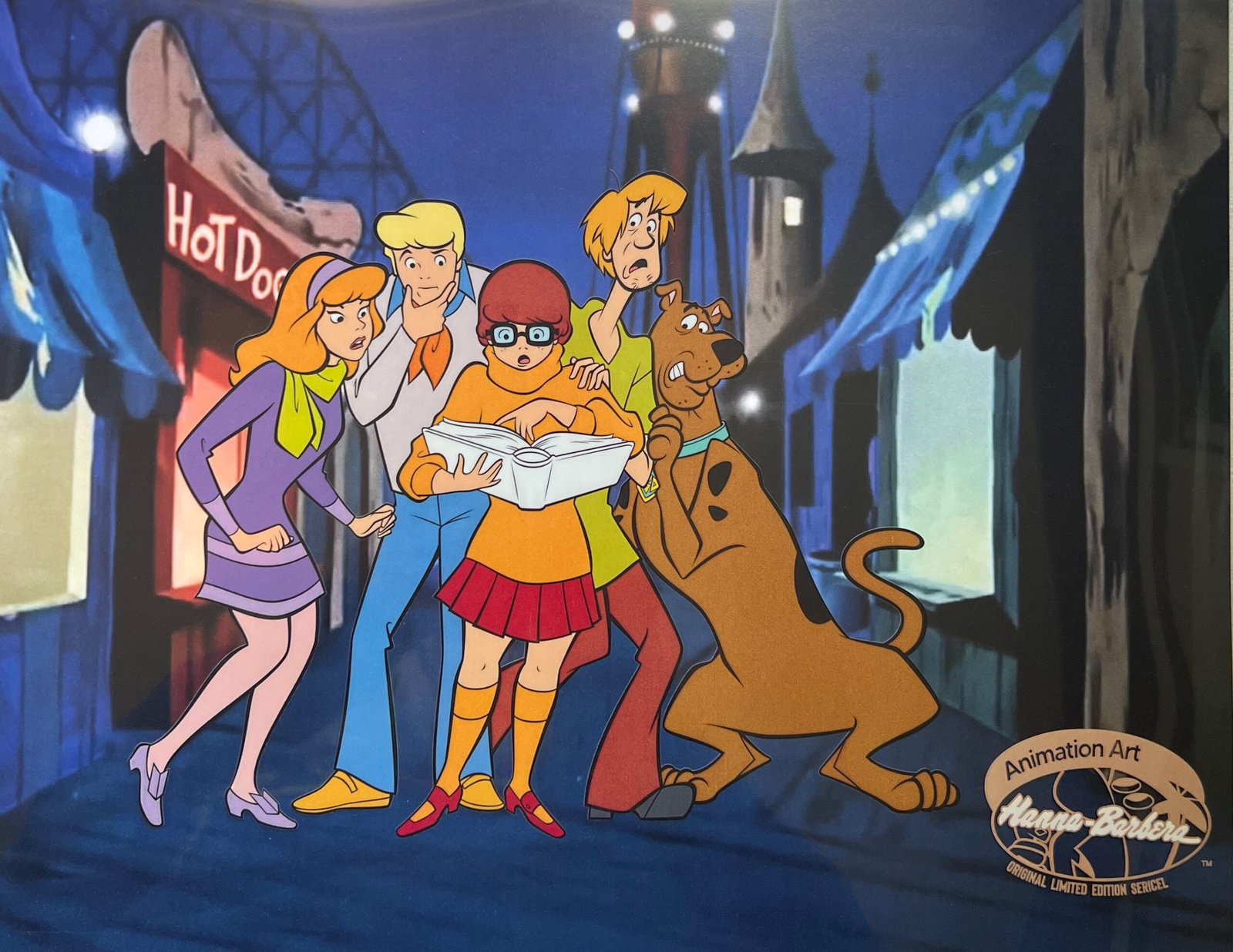 SCOOBY DOO Foul Play Sericel Animation Art Cel Hanna Barbera: This is a Limited Edition Sericel titled Foul Play from the classic cartoon series Scooby-Doo. This fantastic animation features Scooby-Doo, Fred Jones, Daphne Blake, Velma Dinkley and Shaggy Rogers a