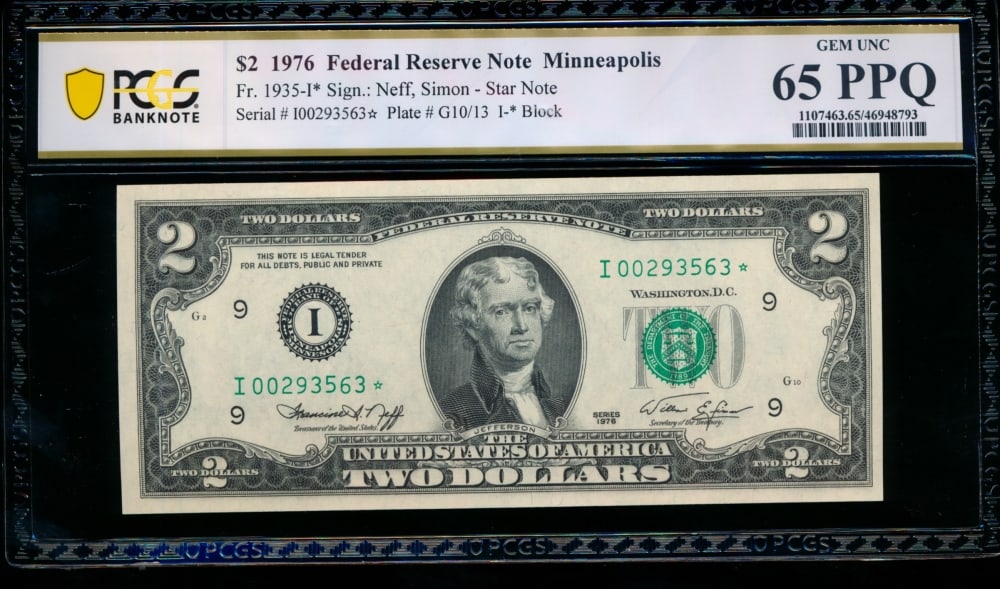 1976 $2 STAR Minneapolis FRN PCGS 65PPQ (1 of 2)