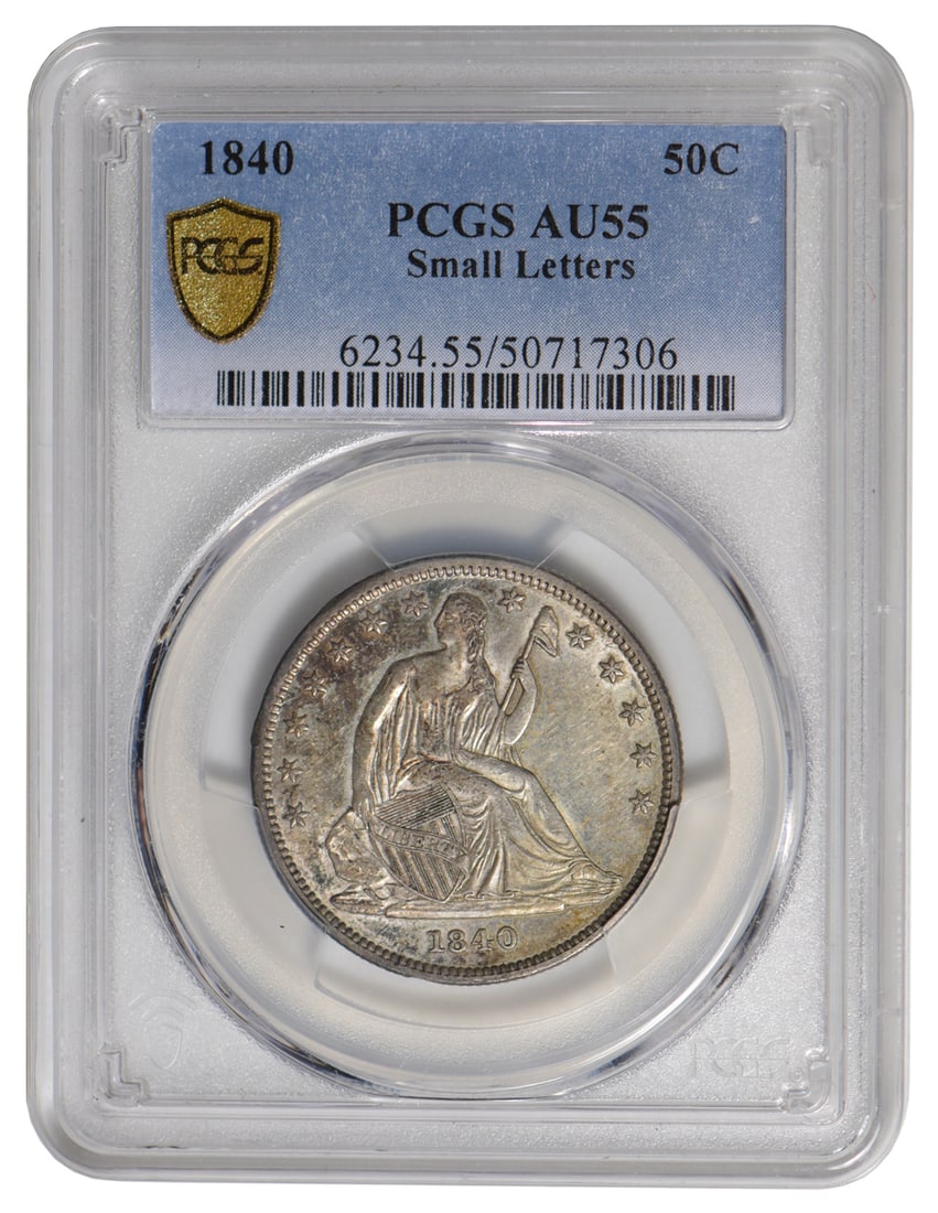 1840 Seated Liberty Small Letters Half Dollar PCGS AU55