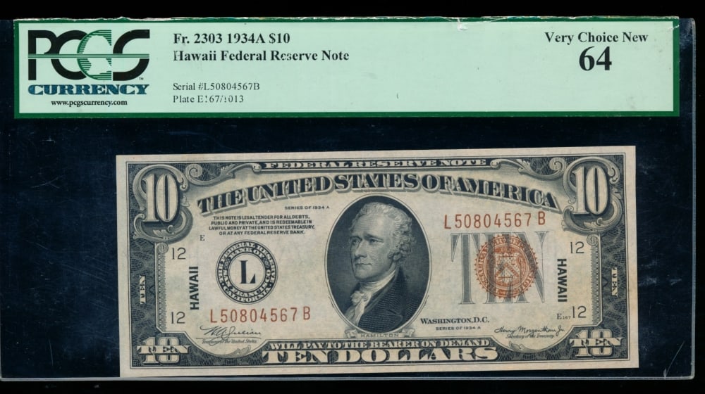 1934A $10 Hawaii FRN PCGS 64 (1 of 2)