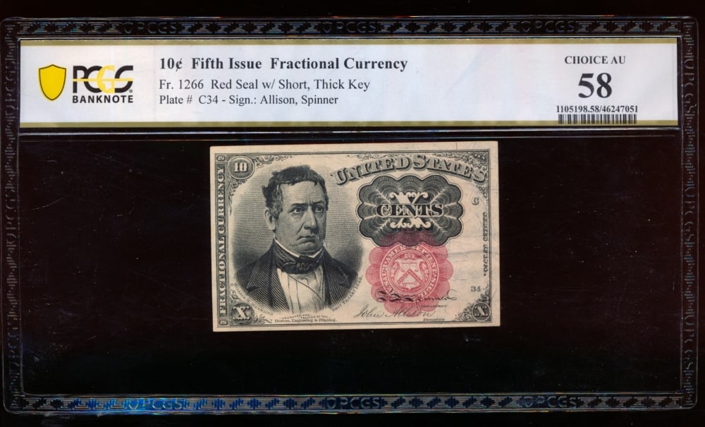 10 Cent Fifth Issue Fractional PCGS 58: One 10 Cent Fifth Issue Fractional PCGS 58.