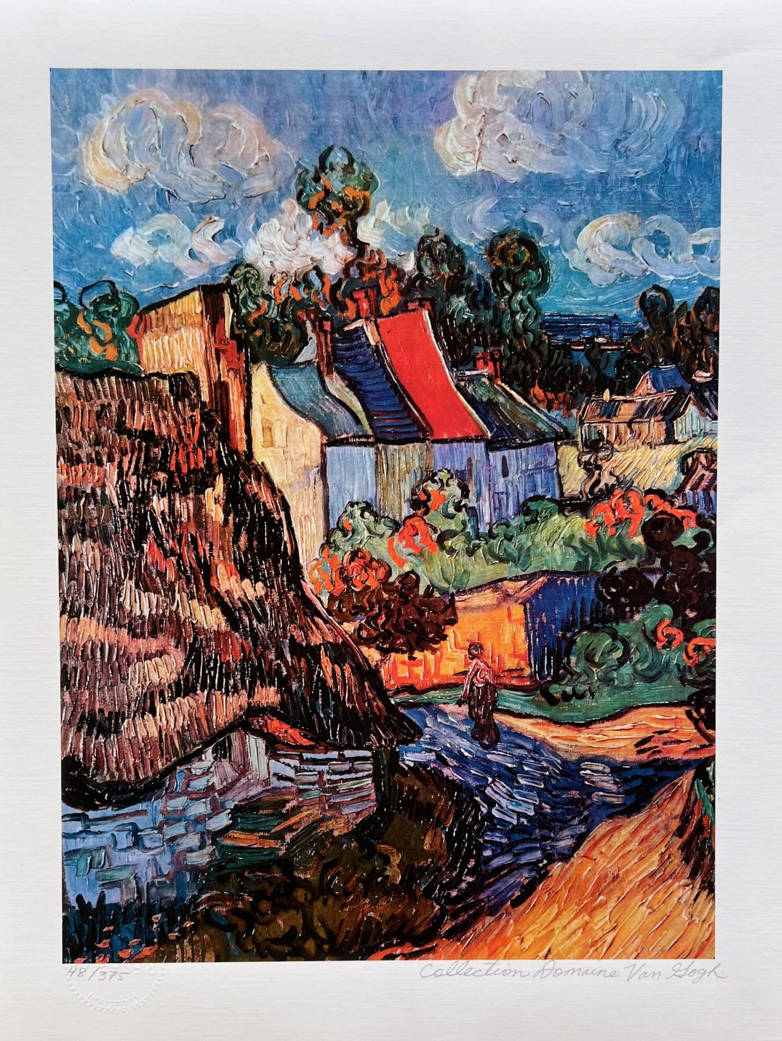 Vincent Van Gogh HOUSES AT AUVERS Estate Signed Limited Edition Giclee: This is a VINCENT VAN GOGH (ESTATE COLLECTION DOMAINE) small size reproduction giclee titled HOUSES AT AUVERS. This piece is pencil signed on the lower right as Collection Domaine Van Gogh and has an 