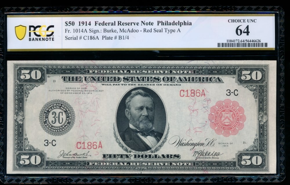 1914 $50 Red Seal Philadelphia FRN PCGS 64 (1 of 2)