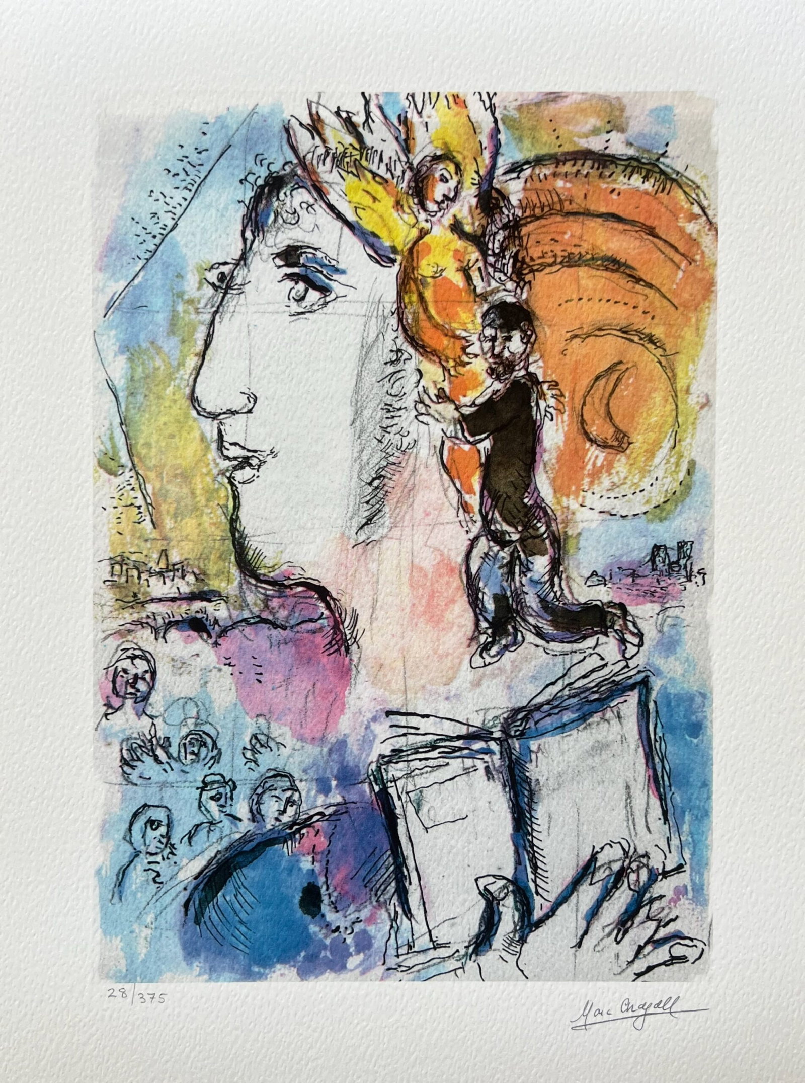 Marc Chagall Shabbat Limited Edition Facsimile Signed Giclee: This is a Marc Chagall giclee titled Shabbat. This piece is facsimile signed on the lower right. Pencil numbered from an edition of 375 Image measures 12.5 inches x 9 inches. Paper with border measure