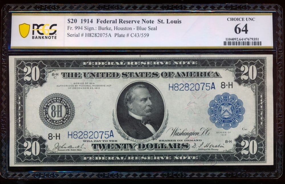 1914 $20 St Louis FRN PCGS 64 (1 of 2)