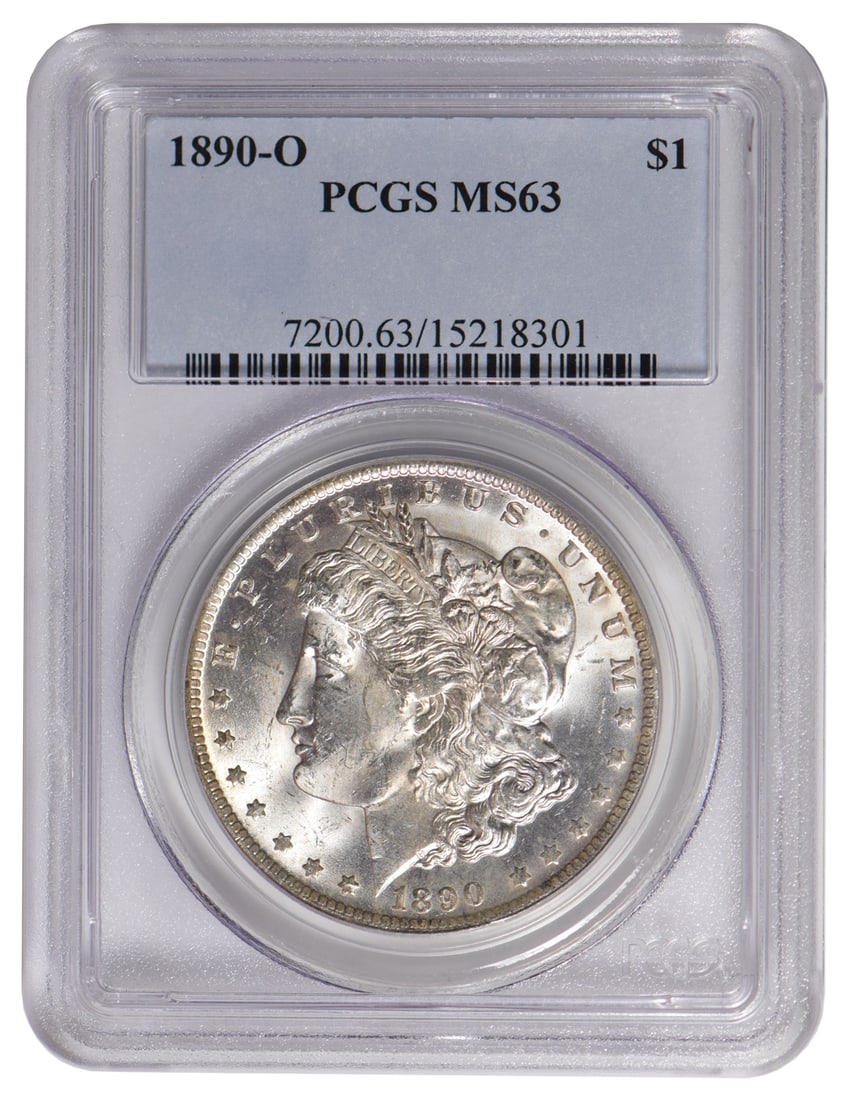 1890-O $1 Morgan Silver Dollar PCGS MS63: One 1890 O $1 Morgan Silver Dollar PCGS MS63.