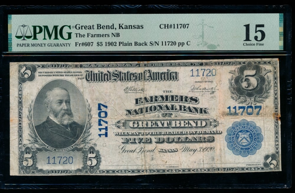 1902 $5 Great Bend KS National PMG 15 (1 of 2)
