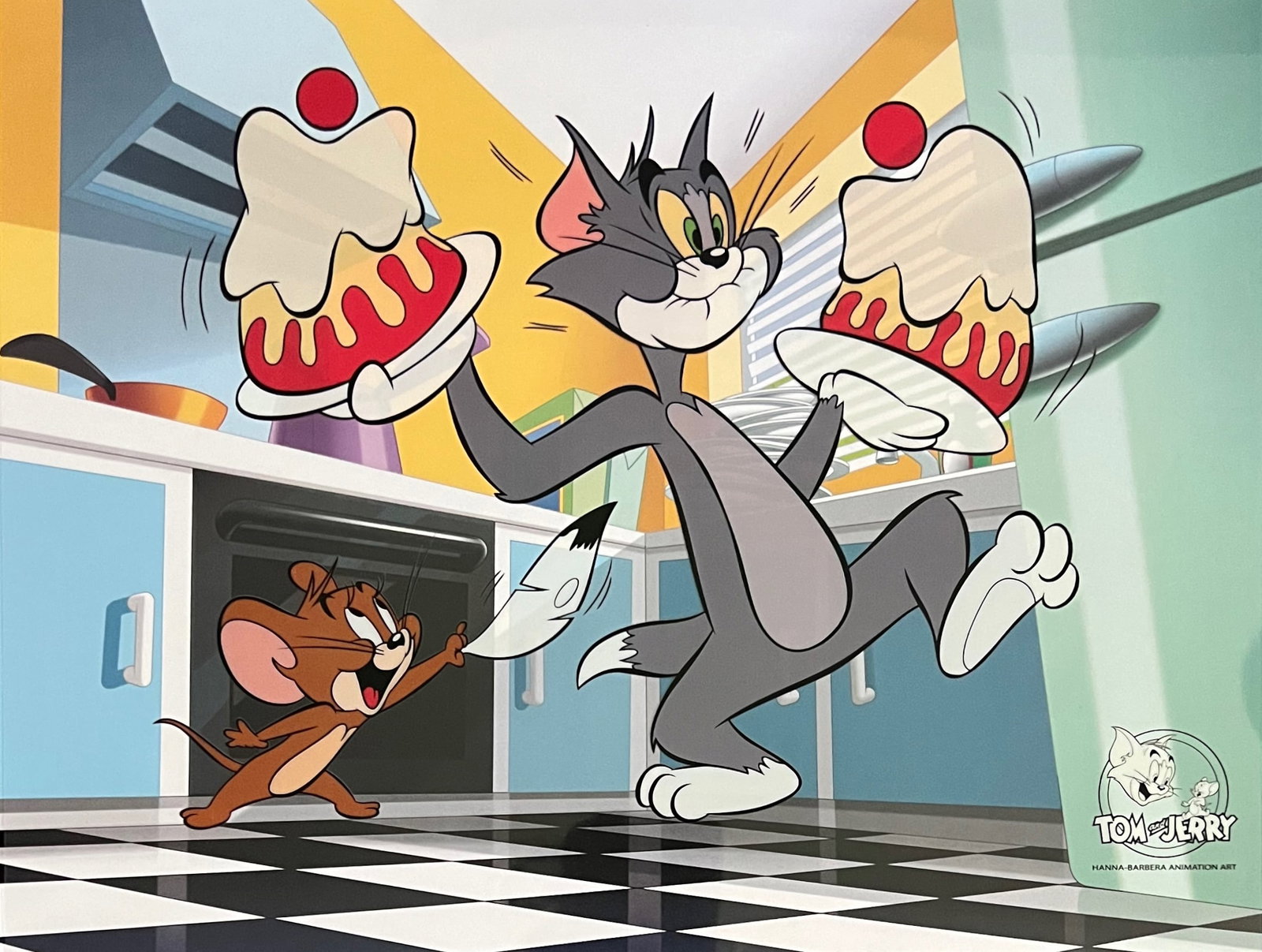 TOM & JERRY Cake Sericel Animation Art Cel Hanna Barbera: This is a Limited Edition Sericel of Tom and Jerry titled Bon Appetite. This fantastic animation features Tom and Jerry as they appeared in the original animated cartoon. Measures 11 inches x 14 inche