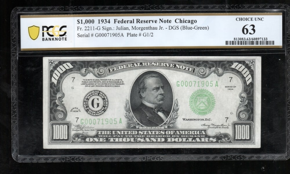 1934 $1000 Chicago FRN PCGS 63 (1 of 2)