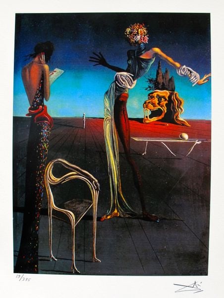 Salvador Dali WOMAN WITH HEAD OF ROSES Facsimile Signed & Numbered Giclee?: This is a limited edition giclee titled WOMAN WITH HEAD OF ROSES by Salvador Dali. This piece is facsimile signed on the lower right. Pencil numbered from an edition of 375. Paper measures 15 inches x