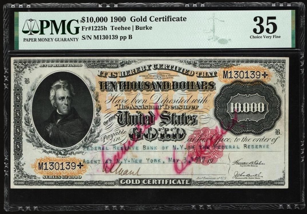 1900 $10000 Gold Certificate PMG 35 (1 of 2)