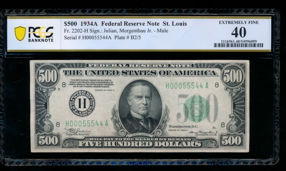 1934A $500 St Louis FRN PCGS 40 (1 of 2)