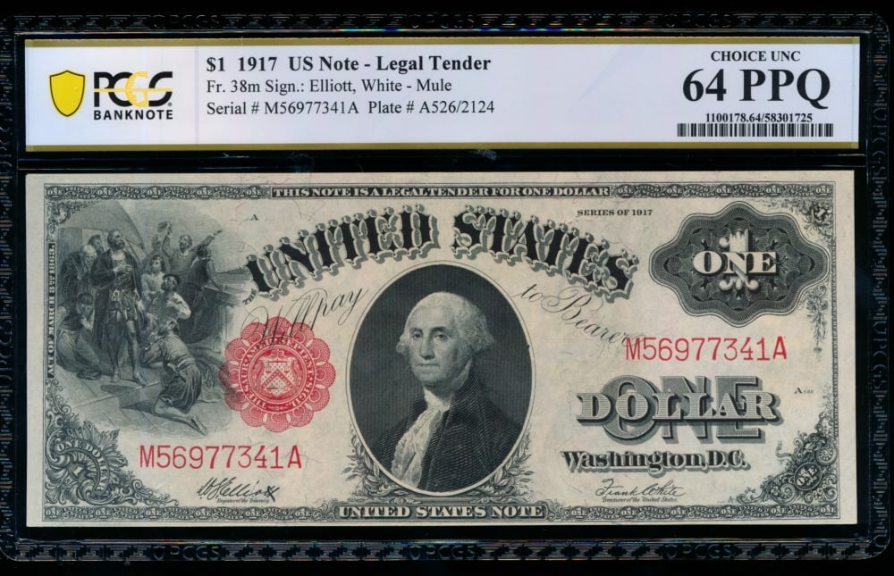 1917 $1 Legal Tender Note PCGS 64PPQ (1 of 2)