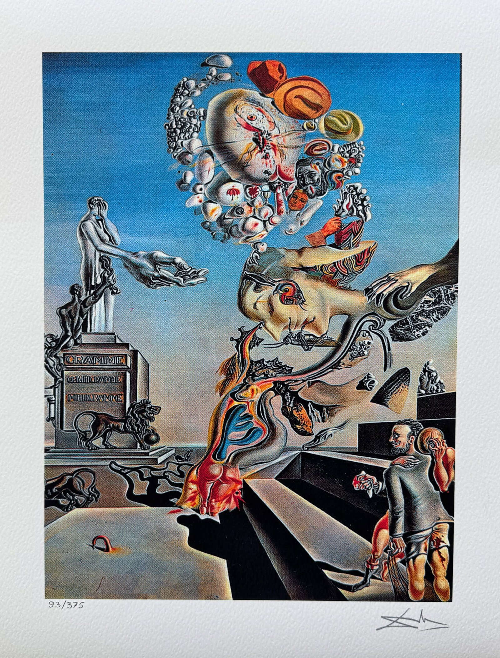Salvador Dali LUGUBRIOUS GAME Facsimile Signed Numbered Giclee: This is a limited edition giclee titled LUGUBRIOUS GAME by Salvador Dali. This piece is facsimile signed on the lower right. Pencil numbered from an edition of 375. Paper measures 12 inches x 16 inche