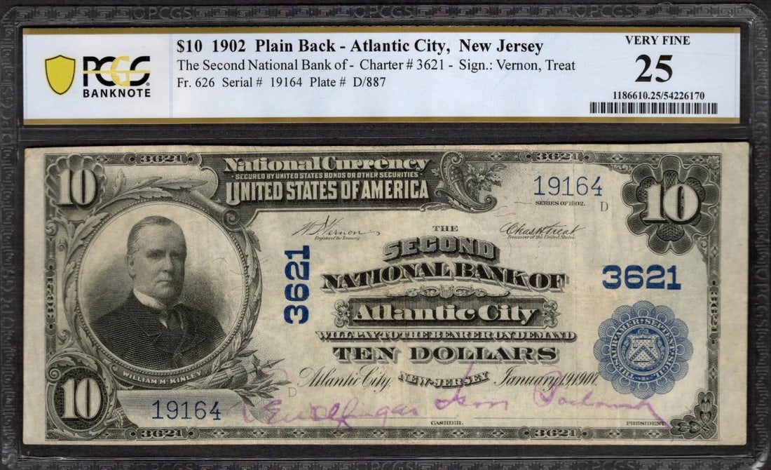1902 $10 Atlantic City NJ National PCGS 25 (1 of 2)