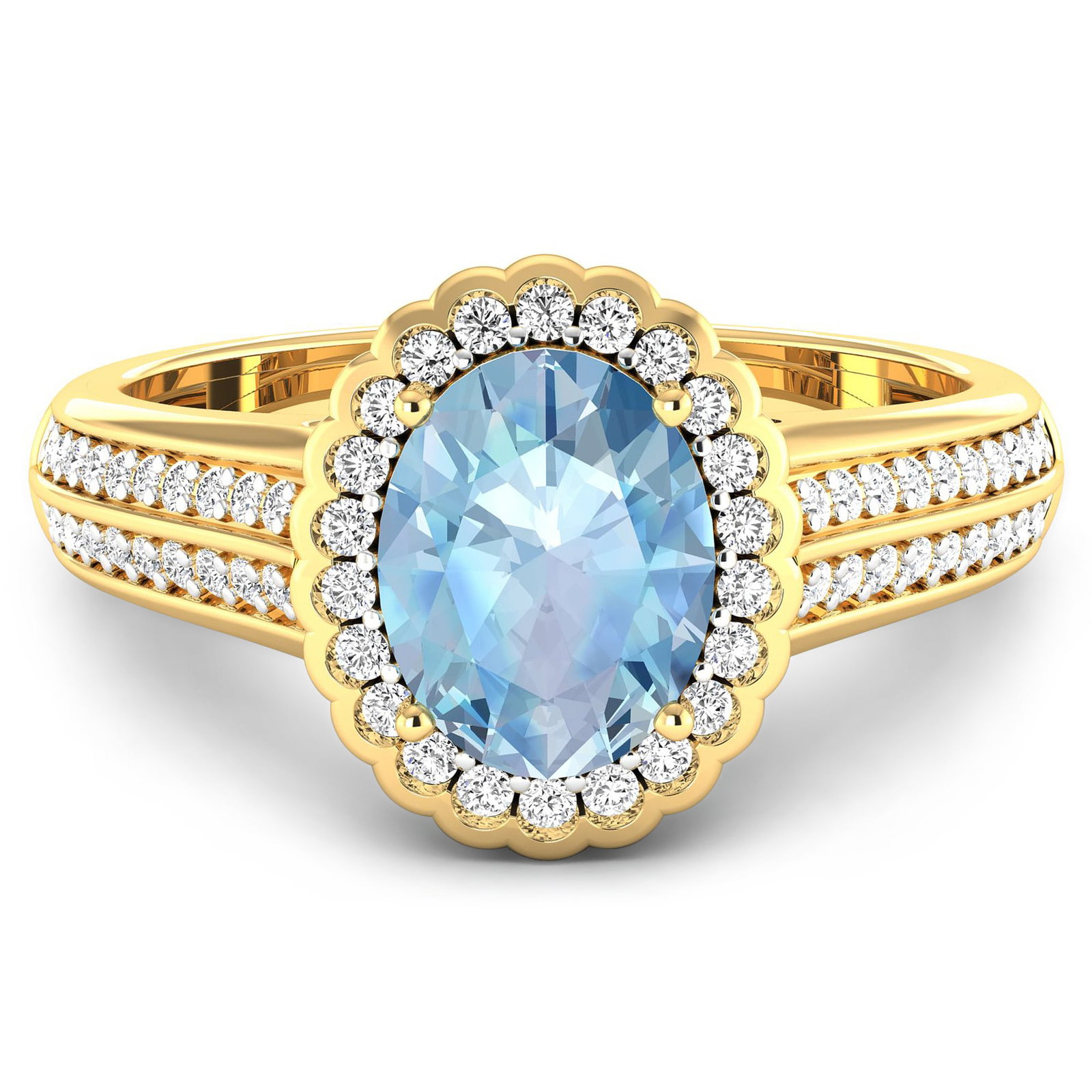 14KT Yellow Gold 1.28ct Aquamarine and Diamond Ring (1 of 4)