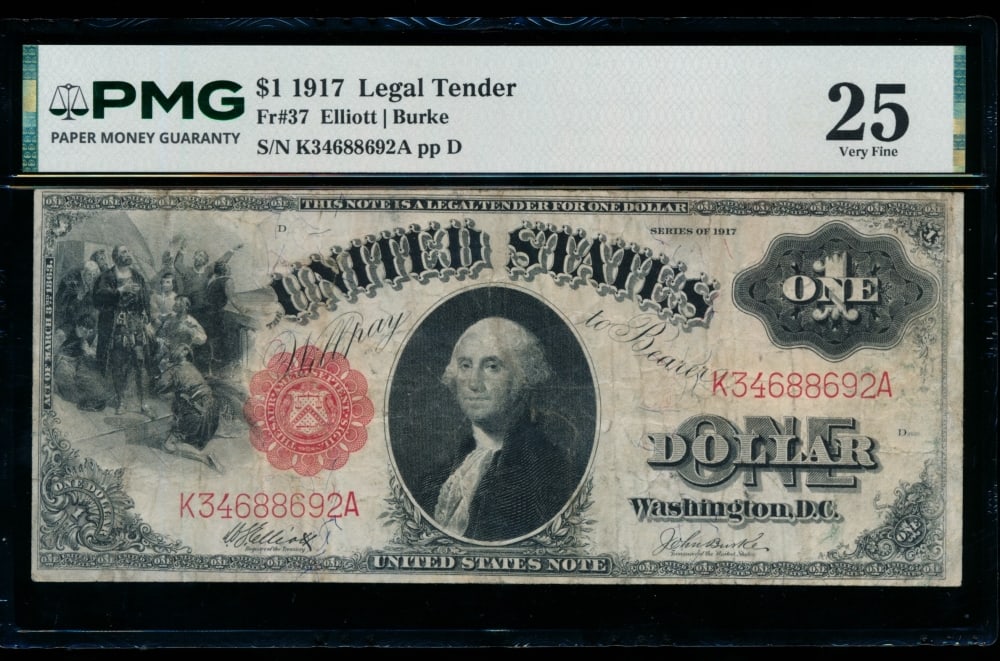 1917 $1 Legal Tender Note PMG 25 (1 of 2)