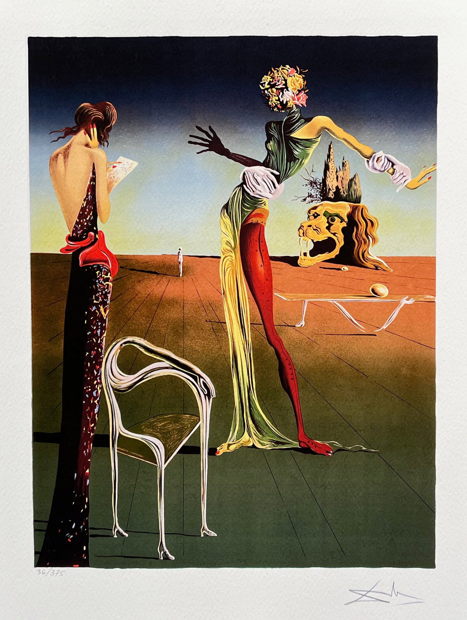 Salvador Dali WOMAN WITH HEAD OF ROSES Facsimile Signed Numbered Giclee: This is a limited edition giclee titled WOMAN WITH HEAD OF ROSES by Salvador Dali. This piece is facsimile signed on the lower right. Pencil numbered from an edition of 375. Paper measures 16 inches x