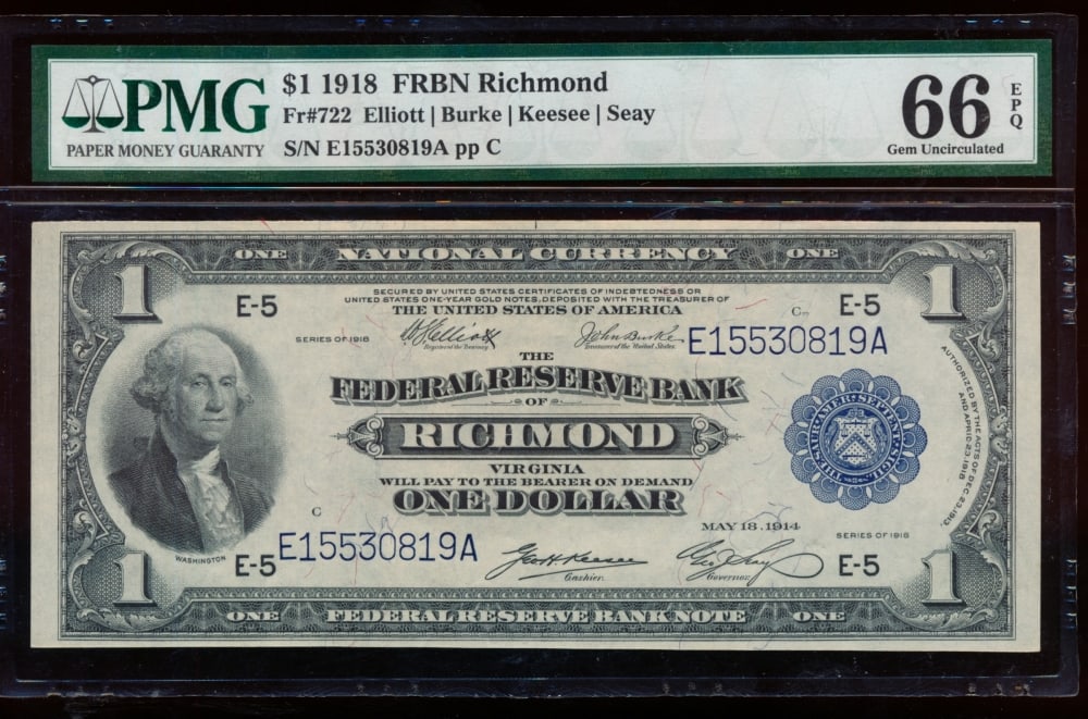 1918 $1 Richmond FRBN PMG 66EPQ (1 of 2)