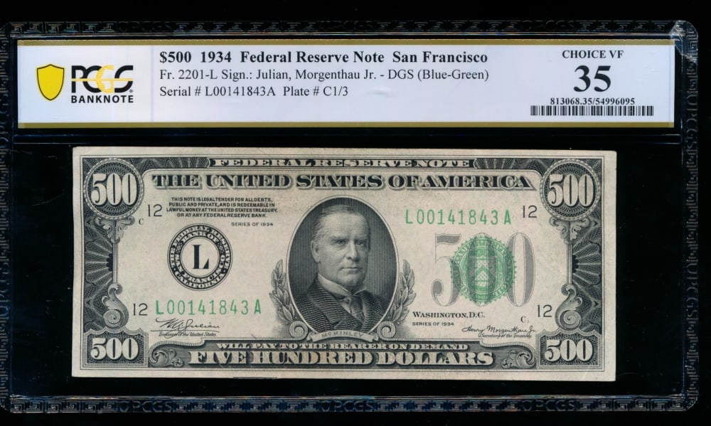 1934 $500 San Francisco FRN PCGS 35 (1 of 2)