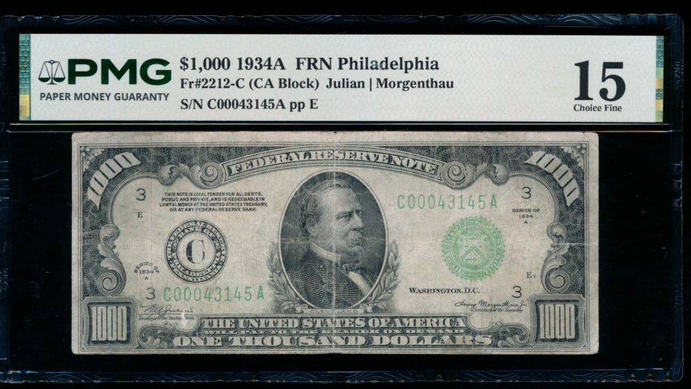 1934A $1000 Philadelphia FRN PMG 15 (1 of 2)