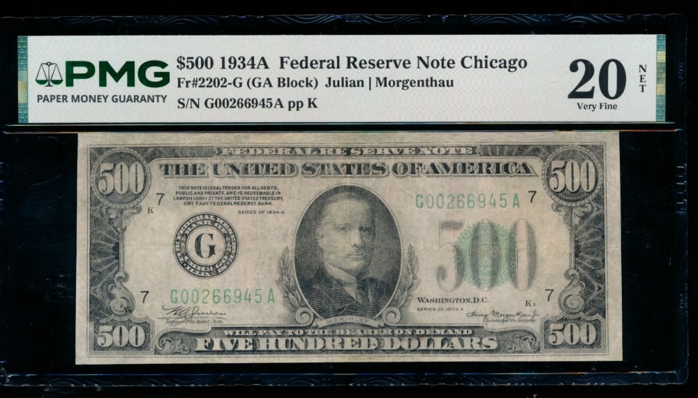 1934A $500 Chicago FRN PMG 20NET (1 of 2)
