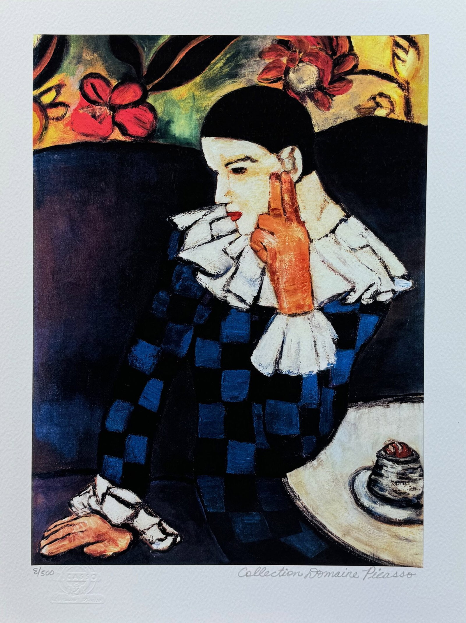 Pablo Picasso HARLEQUIN LEANING Estate Signed Giclee