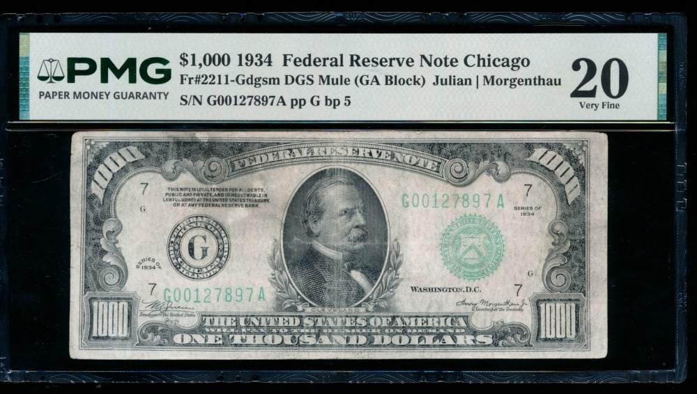 1934 $1000 Chicago FRN PMG 20 (1 of 2)
