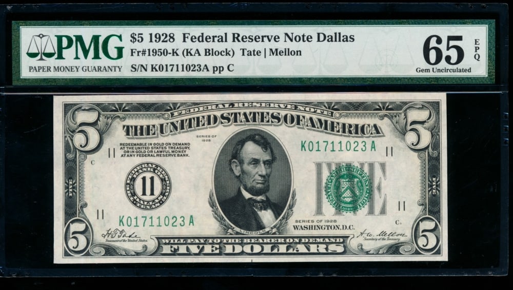 1928 $5 Dallas FRN PMG 65EPQ (1 of 2)