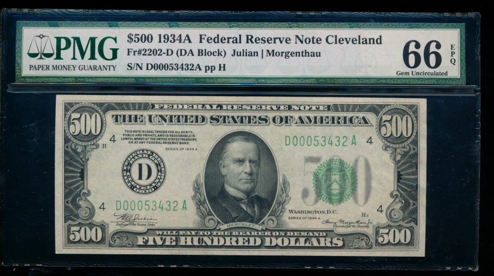 1934A $500 Cleveland FRN PMG 66EPQ (1 of 2)